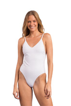 Load image into Gallery viewer, Model Front: Rio De Sol One-Piece Bora-White Hype