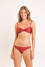 Load image into Gallery viewer, Model Front: Rio De Sol Top Top Shimmer-Liquor Bandeau-Joy