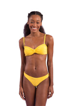 Load image into Gallery viewer, Model Front: Rio De Sol Top Top Malibu-Yellow Bandeau-Duo