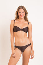 Load image into Gallery viewer, Model Front: Rio De Sol Top Top Shimmer-Coffee Bandeau-Joy