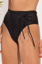 Load image into Gallery viewer, Bottom Shimmer-Black Belted-High-Waist
