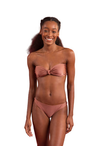 Model Front: Rio De Sol Top Top Shimmer-Copper Bandeau-Joy