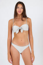 Load image into Gallery viewer, Model Front: Rio De Sol Top Top Shimmer-White Bandeau-Knot
